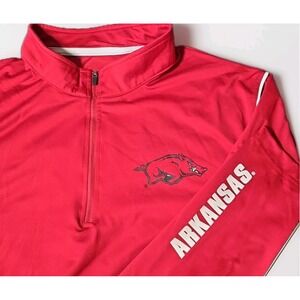 NCAA Arkansas Razorback Men's Large Red 1/4-zip Colosseum Athletics OTS Pullover